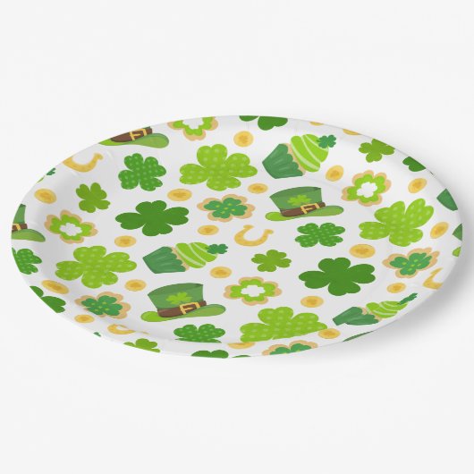 St. Patrick's Day Verjaardag Lucky Shamrocks Patro Papieren Bordje (Gekanteld)