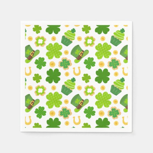 St. Patrick's Day Verjaardag Lucky Shamrocks Patro Servet (Voorkant)
