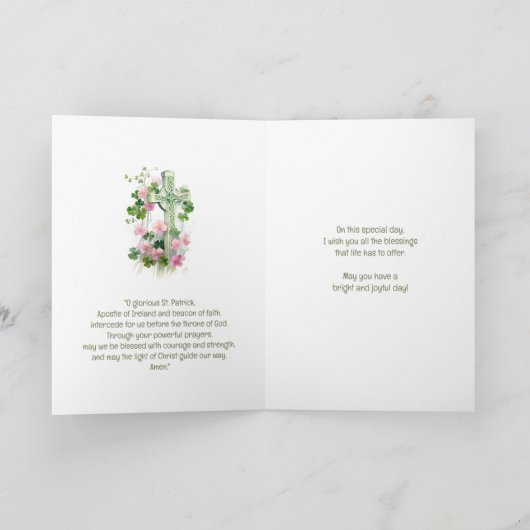 St. Patrick's Day Verjaardag Rozen Celtic Cross Kaart (Binnen)