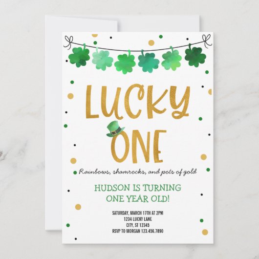 St. Patrick's Day Verjaardag Uitnodiging Lucky One (Voorkant)