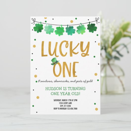 St. Patrick's Day Verjaardag Uitnodiging Lucky One (Staand voorkant)