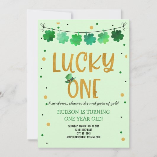 St. Patrick's Day Verjaardag Uitnodiging Lucky One (Voorkant)