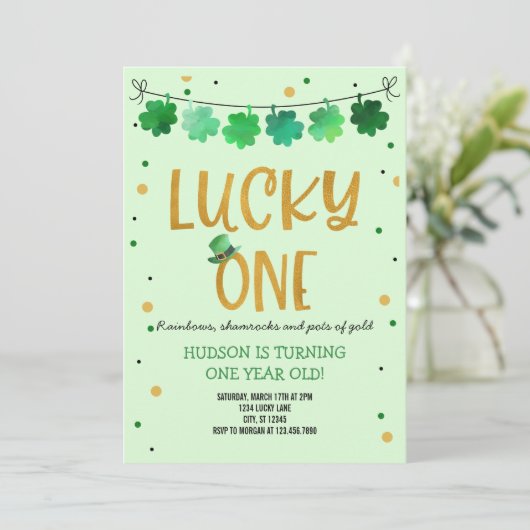 St. Patrick's Day Verjaardag Uitnodiging Lucky One (Staand voorkant)