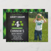 St Patrick's Day Verjaardag Uitnodiging met Foto (Voorkant / Achterkant)