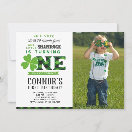 St Patrick's Day Verjaardag Uitnodiging met Foto (Voorkant)