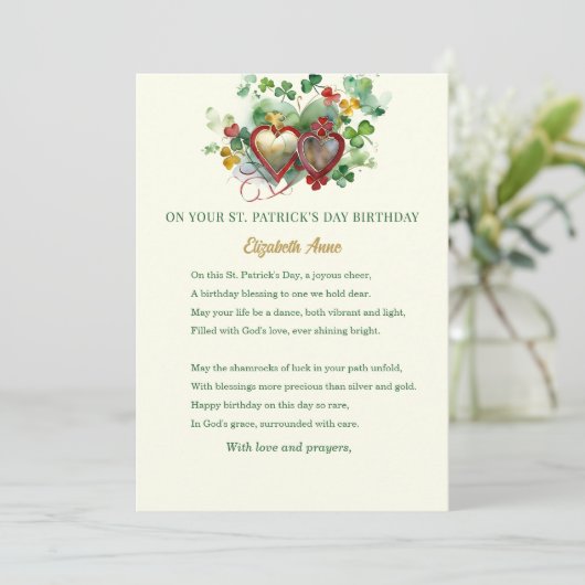 St. Patrick's Day Verjaardag Zegen Shamrocks Kaart (Staand voorkant)