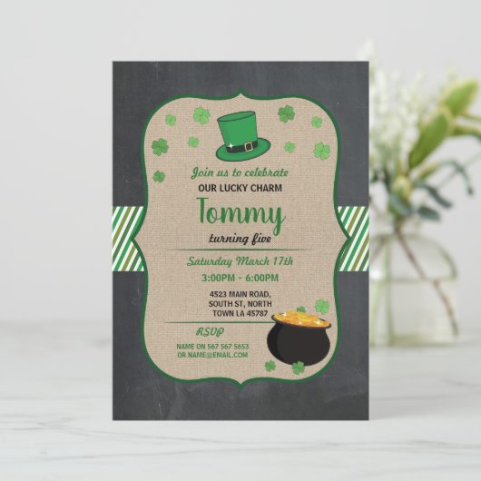 St Patricks Day verjaardagsfeestje uitnodigen Sham Kaart (Staand voorkant)