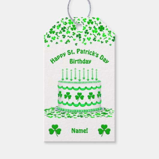 St. Patrick's Day Verjaardagstaart Aangepaste Kaar Cadeaulabel (Voorkant)
