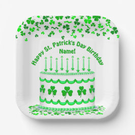 St. Patrick's Day Verjaardagstaart Aangepaste Kaar Papieren Bordje