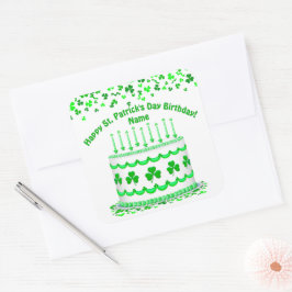St. Patrick's Day Verjaardagstaart Aangepaste Kaar Vierkante Sticker
