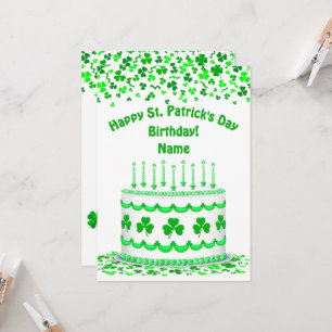 St. Patrick's Day Verjaardagstaart Aangepaste Plat Kaart