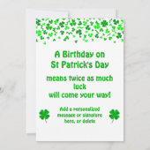 St. Patrick's Day Verjaardagstaart Aangepaste Plat Kaart (Achterkant)