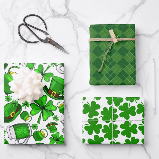 St. Patrick's Day-verpakkingspapier set van 3 Inpakpapier Vel (Voorkant)