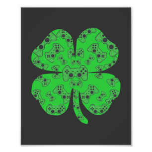 St Patricks Day Video Game Controller Shamrock Foto Afdruk