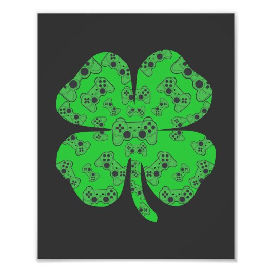 St Patricks Day Video Game Controller Shamrock Foto Afdruk (Voorkant)