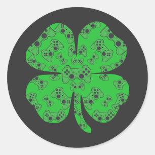 St Patricks Day Video Game Controller Shamrock Ronde Sticker