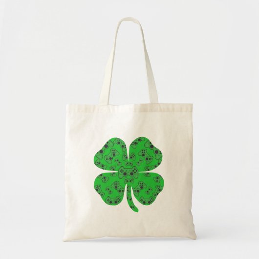 St Patricks Day Video Game Controller Shamrock Tote Bag (Voorkant)