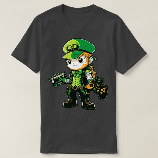 St Patricks Day Videogame Shirt Gamer Leprechaun6 (Design voorkant)