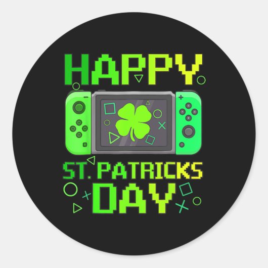St Patrick's Day Videospel Gamer Shamrock Boys Me Ronde Sticker (Voorkant)