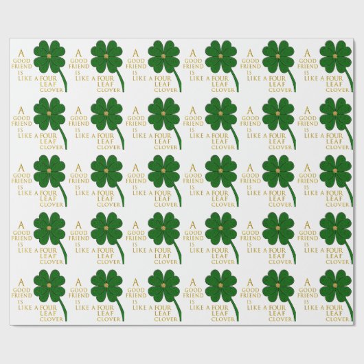 St. Patrick's Day Vier Leaf Clover Friends Pattern Cadeaupapier (Vlak)