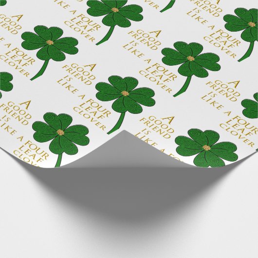 St. Patrick's Day Vier Leaf Clover Friends Pattern Cadeaupapier (Hoek)