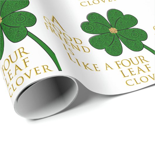 St. Patrick's Day Vier Leaf Clover Friends Pattern Cadeaupapier (Rol Hoek)