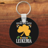 St Patricks Day Vier Leaf Clover Leukemie Awarenes Sleutelhanger (Voorkant)