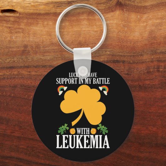 St Patricks Day Vier Leaf Clover Leukemie Awarenes Sleutelhanger (Voorkant)