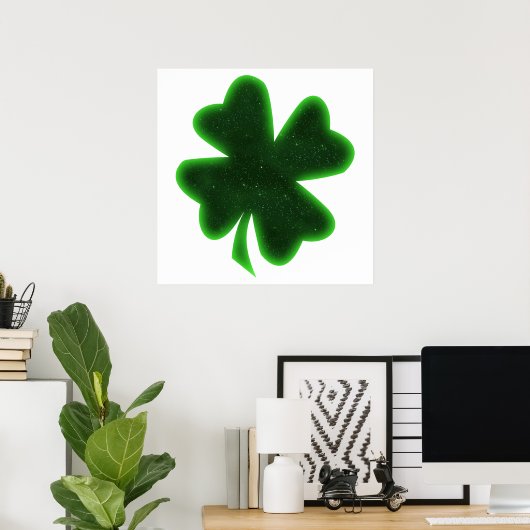 St. Patrick's Day Vier Leaf Clover Poster (Thuiskantoor)