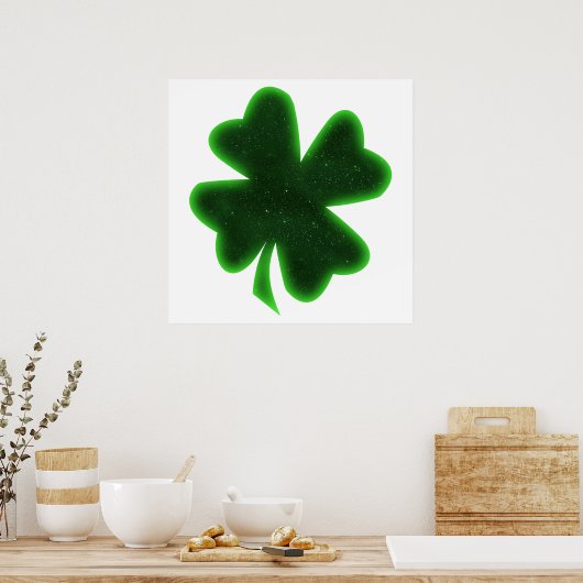 St. Patrick's Day Vier Leaf Clover Poster (Keuken)