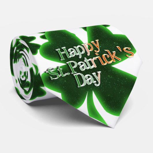 St. Patrick's Day Vier Leaf Clover Stropdas (Opgerold)