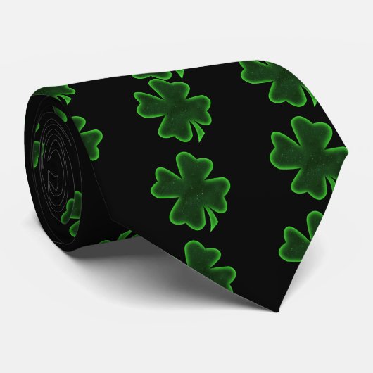 St. Patrick's Day Vier Leaf Clover Stropdas (Opgerold)