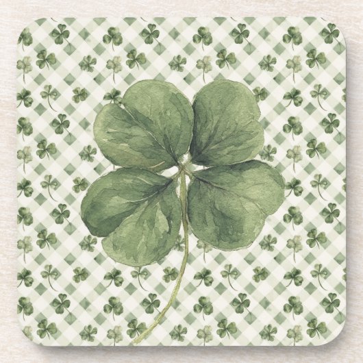 St Patrick's Day Vierbladige Klaver Bier Onderzetter (Voorkant)