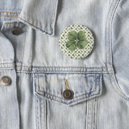 St Patrick's Day Vierbladige Klaver Ronde Button 5,7 Cm (In situ)
