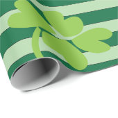 St. Patrick's Day Vierbladige Klaver Strepen Patro Cadeaupapier (Rol Hoek)