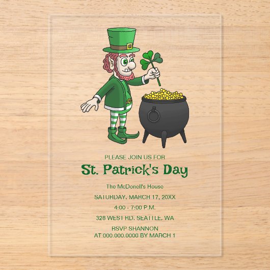 St. Patrick's Day vieren Acryl Uitnodigingen (Voorkant)