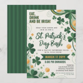 St. Patrick's Day-viering Gouden Groene Shamrocks Kaart (Voorkant / Achterkant)