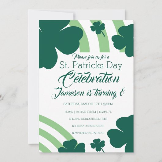 St. Patricks Day Viering Klaver Groen Regenboog Kaart (Voorkant)