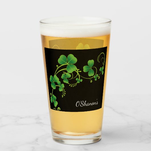 St. Patricks Day Vine & Clover Glass-aangepaste na Glas (Voorkant gevuld)