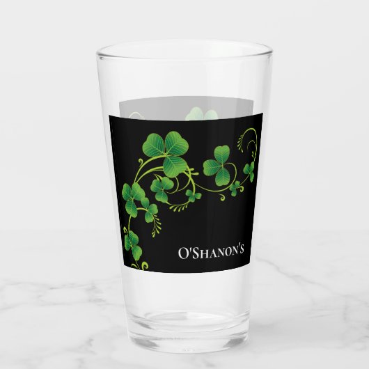 St. Patricks Day Vine & Clover Glass-aangepaste na Glas (Achterkant)