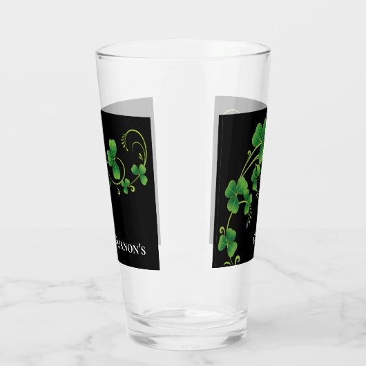St. Patricks Day Vine & Clover Glass-aangepaste na Glas (Links)
