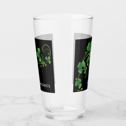St. Patricks Day Vine & Clover Glass-aangepaste na Glas (Rechts)