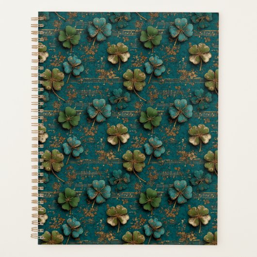 St. Patrick's Day Vintage Klavertje Vier Muziek Planner (Voorkant)