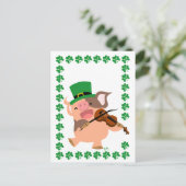 St Patrick's Day violiste varken briefkaart (Staand voorkant)