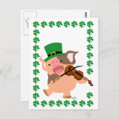 St Patrick's Day violiste varken briefkaart (Voorkant / Achterkant)