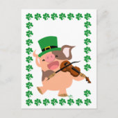 St Patrick's Day violiste varken briefkaart (Voorkant)