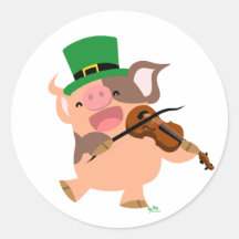 St Patrick's Day violiste varken rond sticker