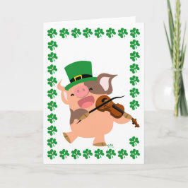 St Patrick's Day violiste varken wenskaart Kaart