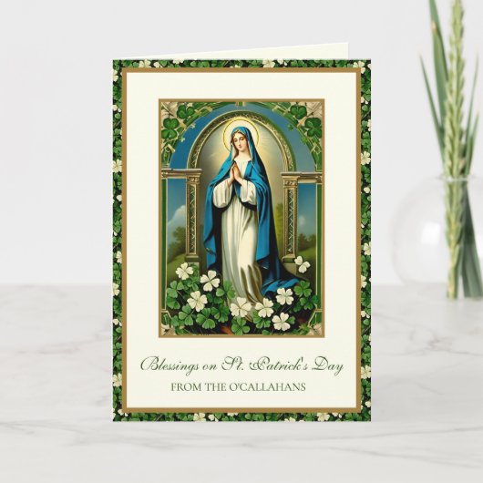 St. Patrick's Day Virgin Mary Shamrocks Kaart (Voorkant)