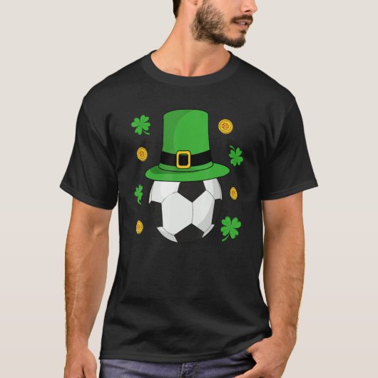 St Patricks Day Voetbal Leprechaun Pet Shamroc T-shirt (Voorkant)